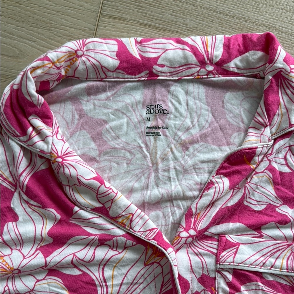 Stars Above Pink Floral Women's Pajama Set - Picture 2 of 3